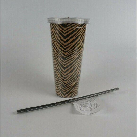 💰3/$25 New Vera Bradley Zebra Print Tumbler Travel Cup W/ Lid & Straw 21 oz - Picture 1 of 11